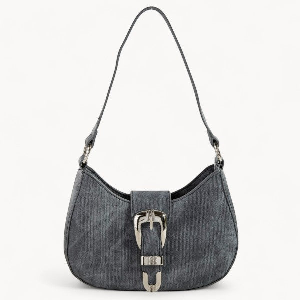 Buckle Detail Hobo Shoulder Bag