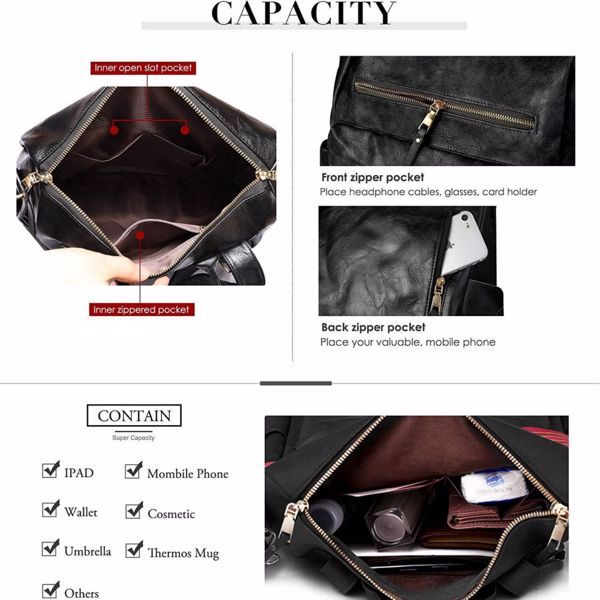 Women's PU Leather Backpack - Backpack Purse For Women