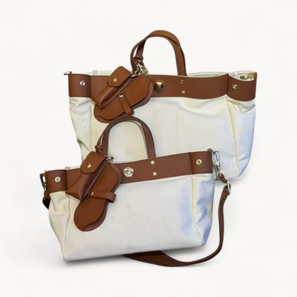 Canvas Tote Bag w/ Cowhide Trim