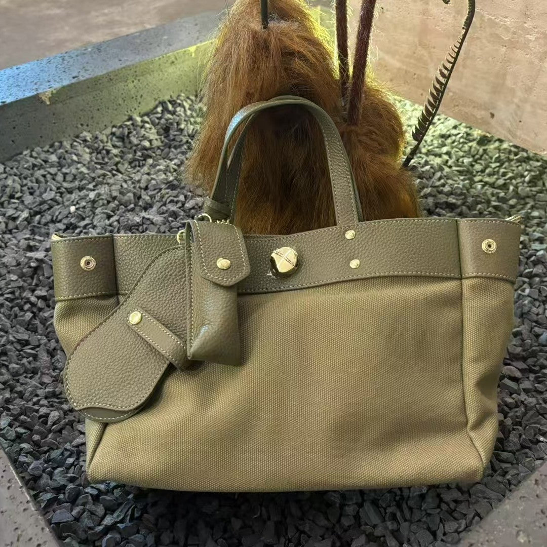 Canvas Tote Bag w/ Cowhide Trim