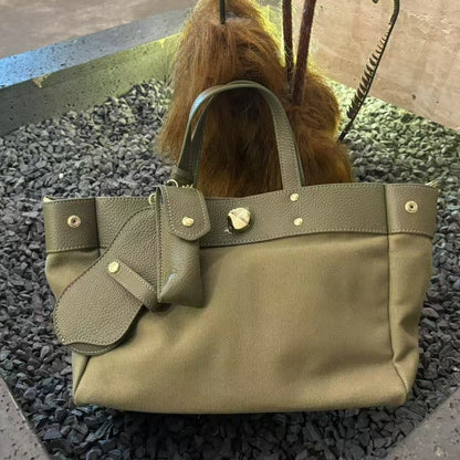 Canvas Tote Bag w/ Cowhide Trim
