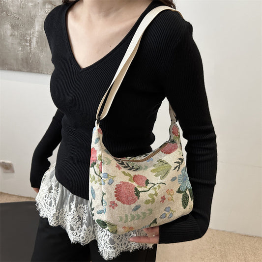 Stitched Fabric Shoulder Bag