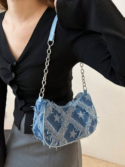 Star Denim Chain  Women's Shoulder Bag