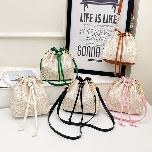 Women's Woven Bucket Bag