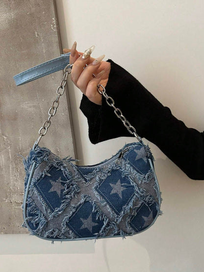 Star Denim Chain  Women's Shoulder Bag