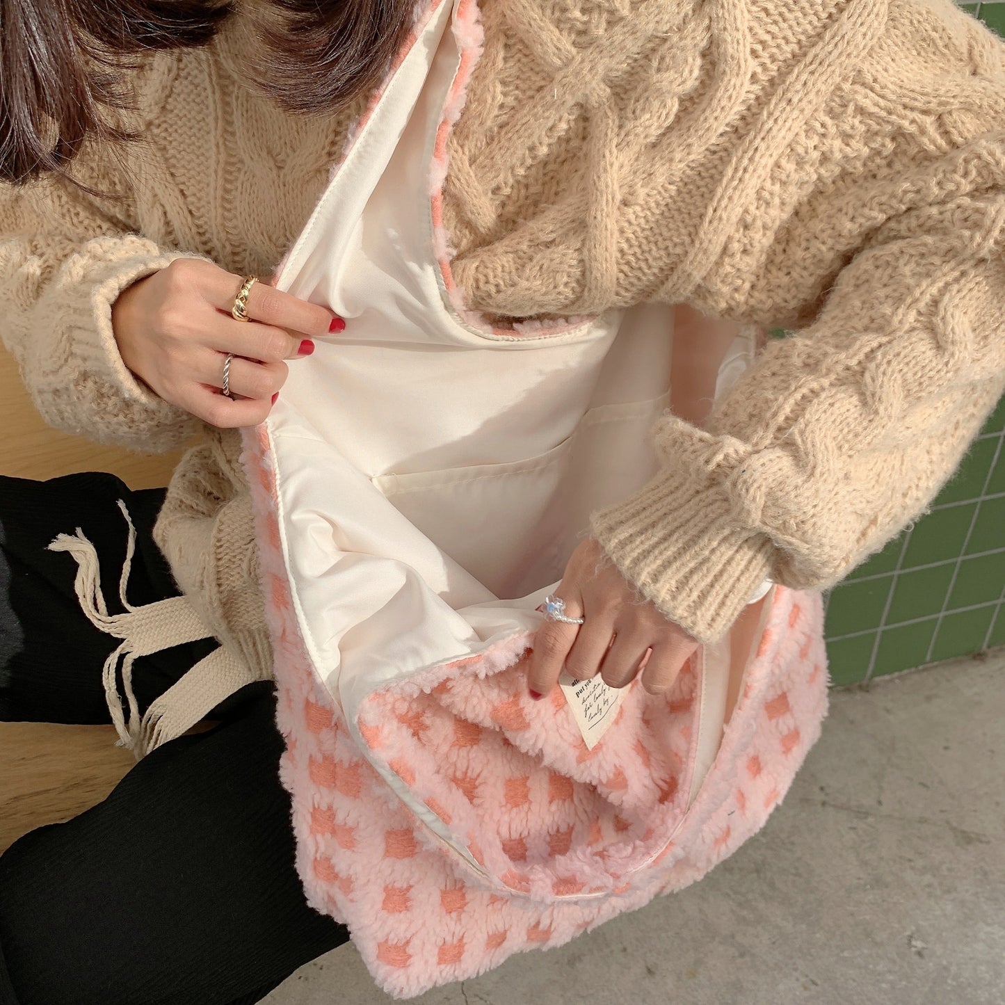 Waffle Flannel Bag Tote Bag