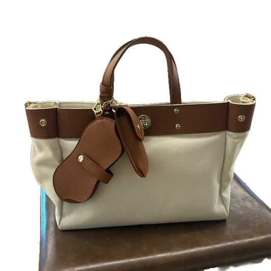 Canvas Tote Bag w/ Cowhide Trim