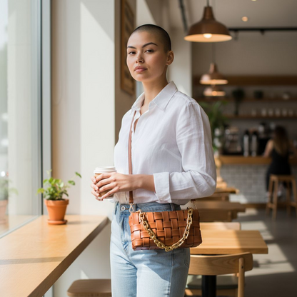 Aveline Woven Chain Crossbody Bag