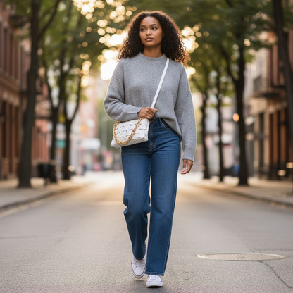 Aveline Woven Chain Crossbody Bag