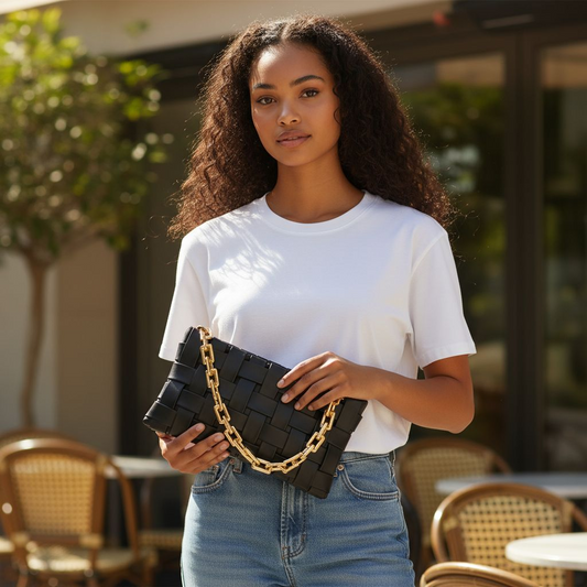 Aveline Woven Chain Crossbody Bag