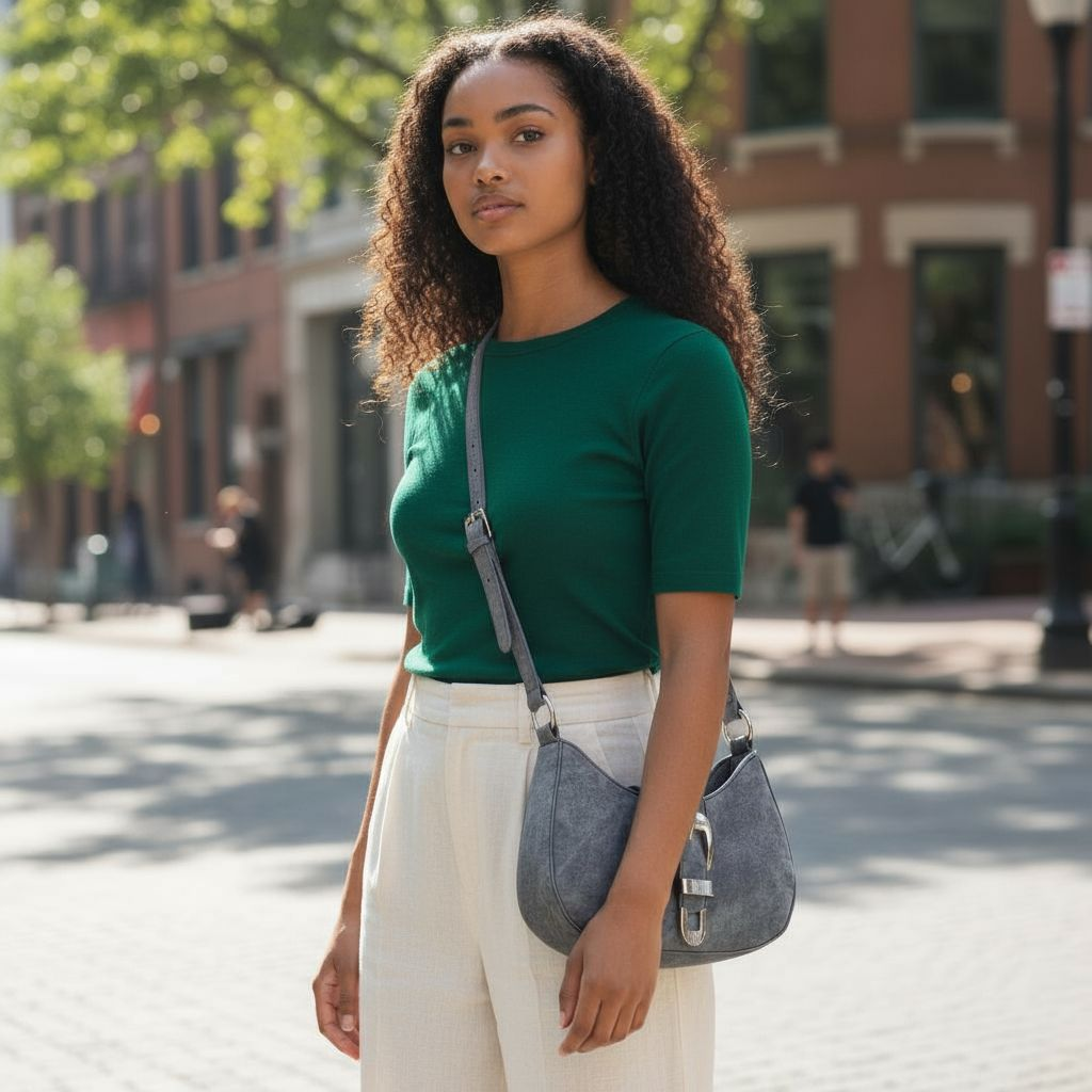 Buckle Detail Hobo Shoulder Bag