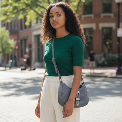 Buckle Detail Hobo Shoulder Bag