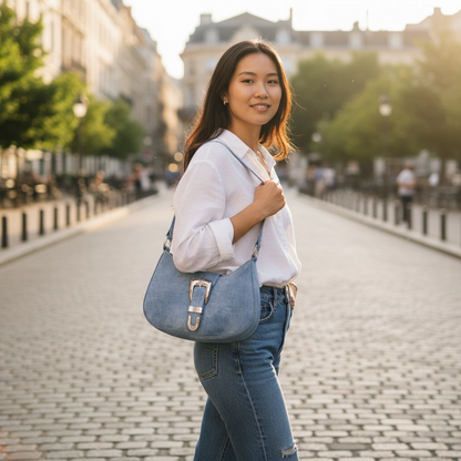Buckle Detail Hobo Shoulder Bag