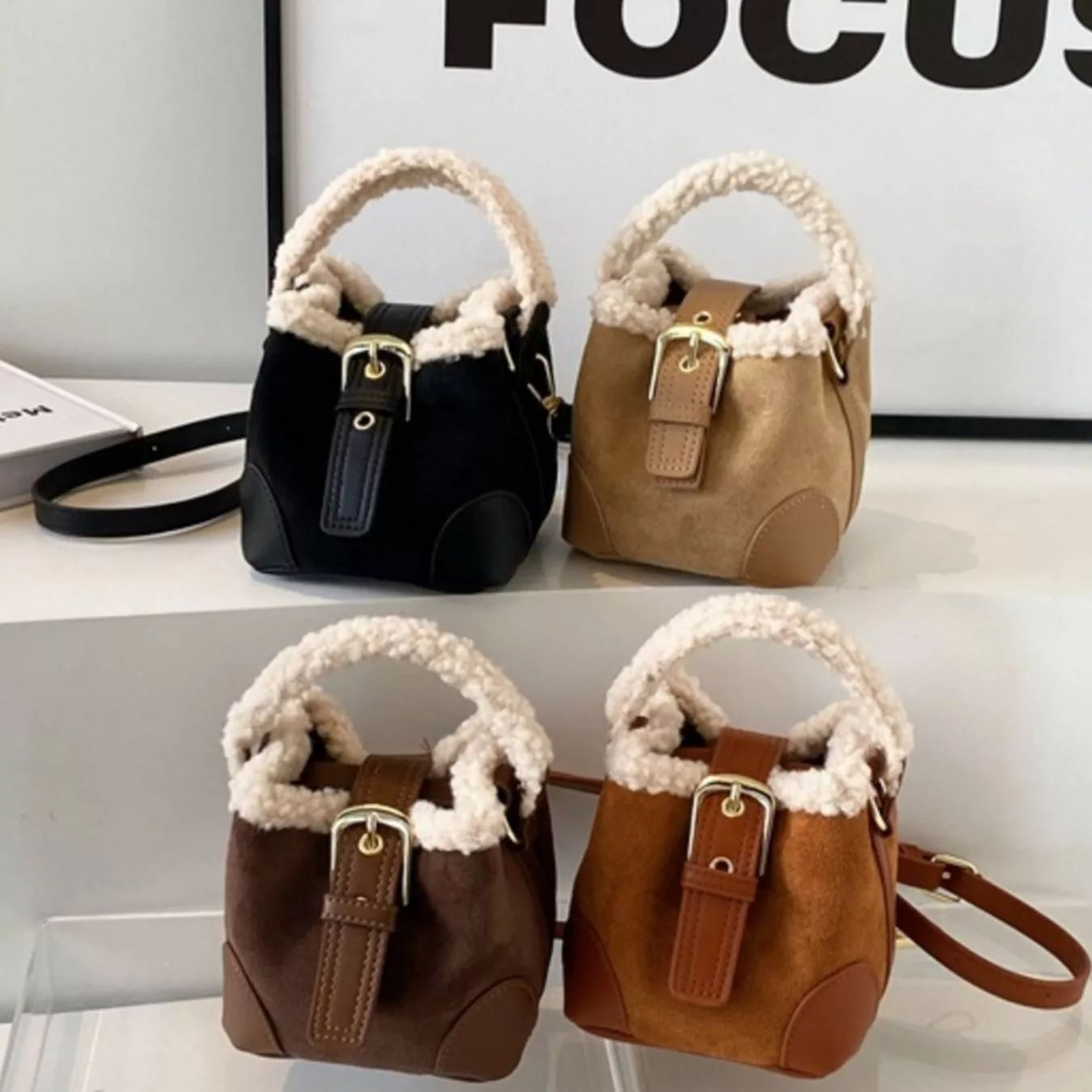 Cozy Sherpa Mini Bucket Bag