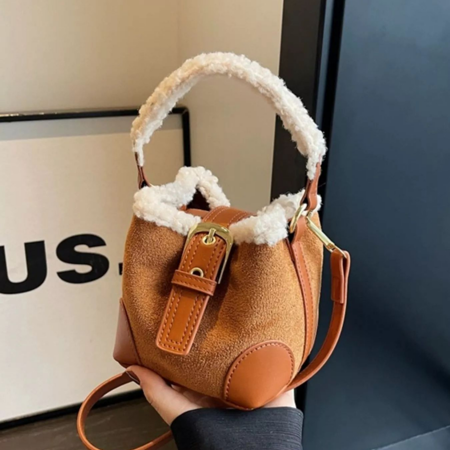 Cozy Sherpa Mini Bucket Bag