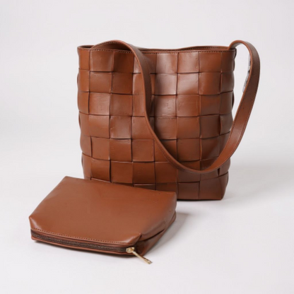 The Milan Wovan Shoulder Tote (with Essentials Pouch)