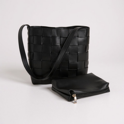 The Milan Wovan Shoulder Tote (with Essentials Pouch)