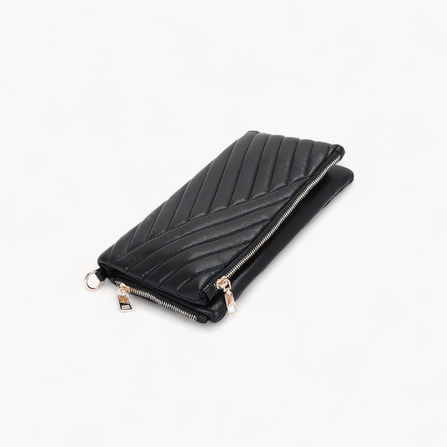 Quilted Faux Leather Half Folded Cltuch