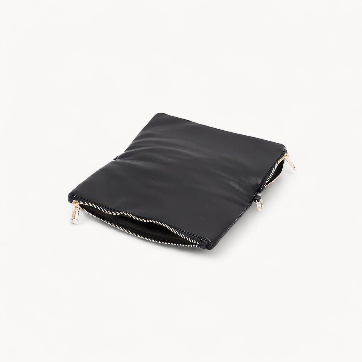 Quilted Faux Leather Half Folded Cltuch