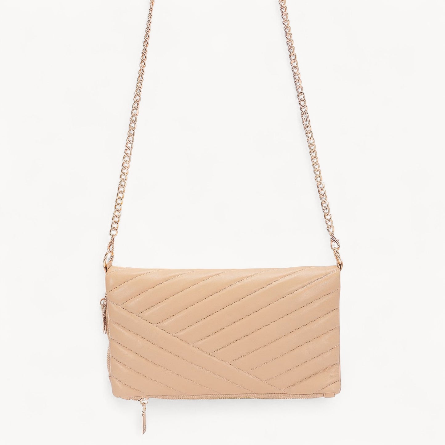 Quilted Faux Leather Half Folded Cltuch