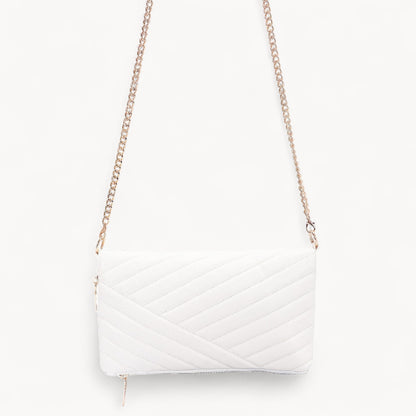 Quilted Faux Leather Half Folded Cltuch