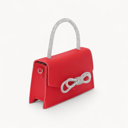 Rhinestone Ribbon Handle Flap Bag