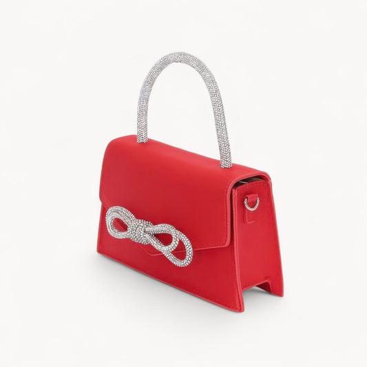 Rhinestone Ribbon Handle Flap Bag