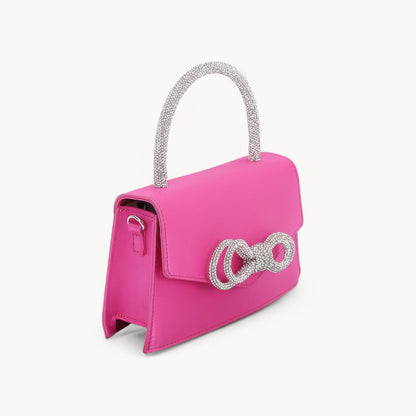 Rhinestone Ribbon Handle Flap Bag