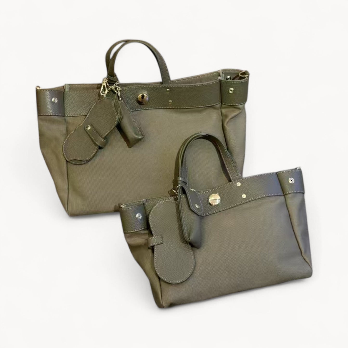 Canvas Tote Bag w/ Cowhide Trim