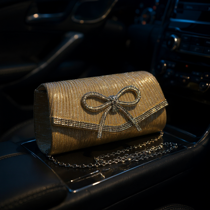Evening Rhinestone Bow Clutch