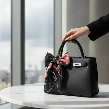 Rose Bloom Scarf Bow Bag Charm