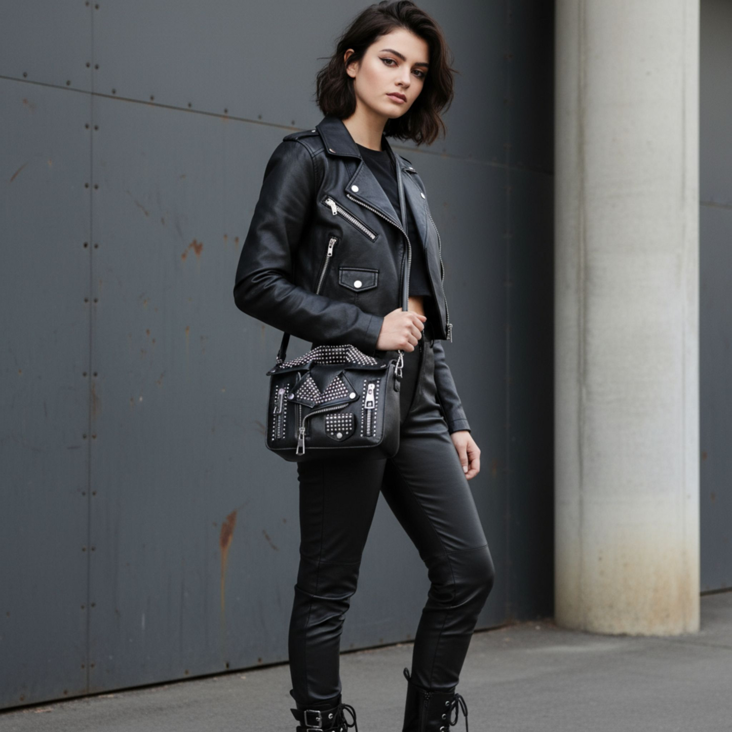 Metal Studded Jacket Crossbody