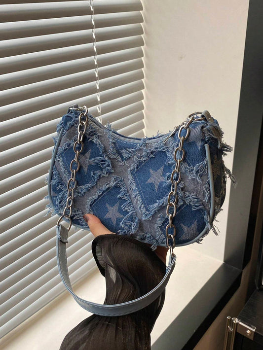 Star Denim Chain  Women's Shoulder Bag