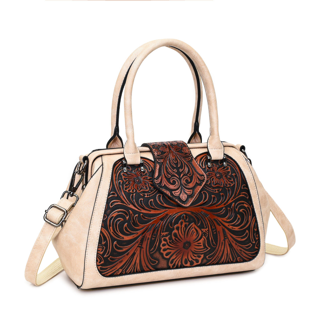 Handmade Carved One-shoulder Women's Leather Bag