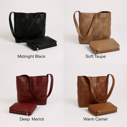 The Milan Wovan Shoulder Tote (with Essentials Pouch)