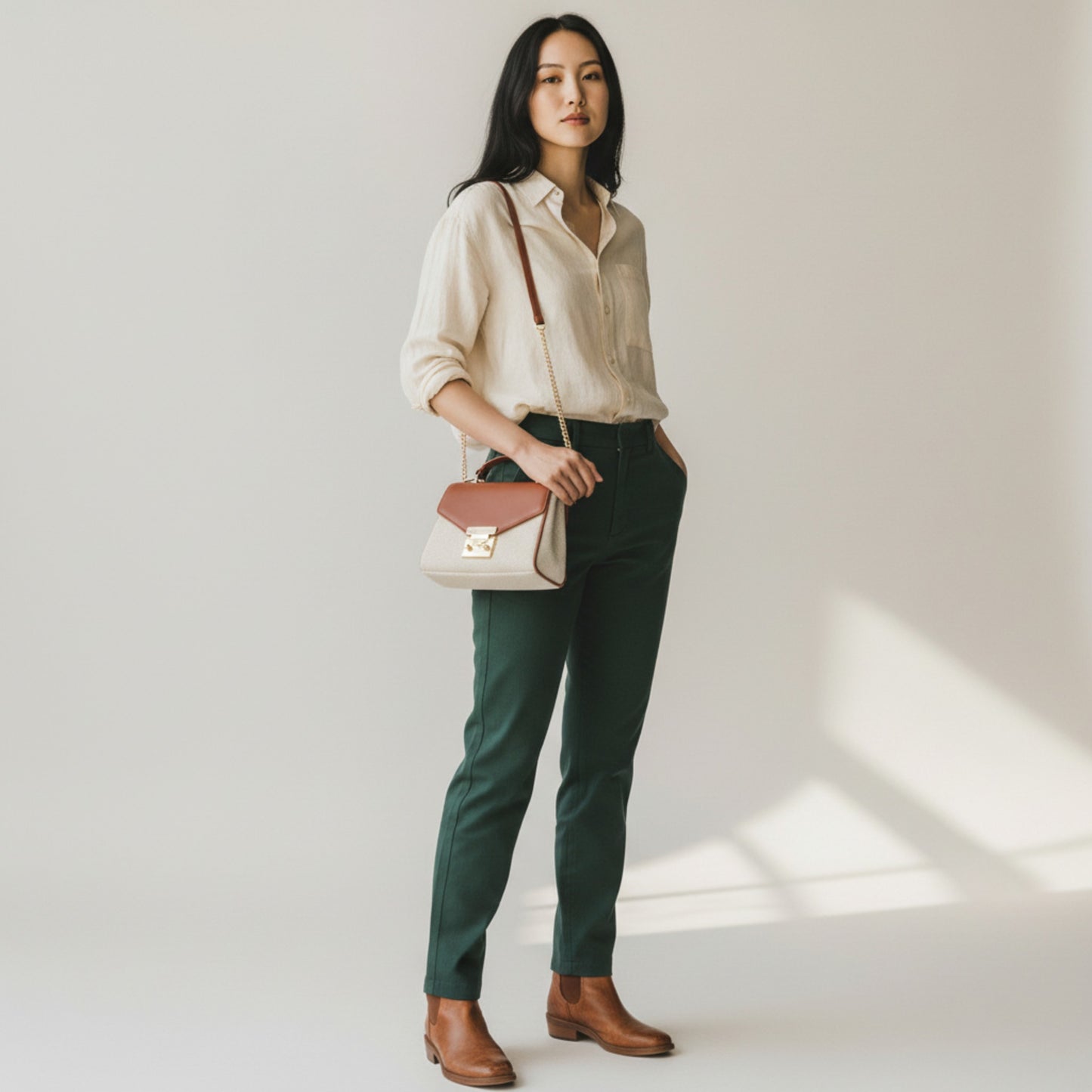 Canvas Top Handle Flap Bag