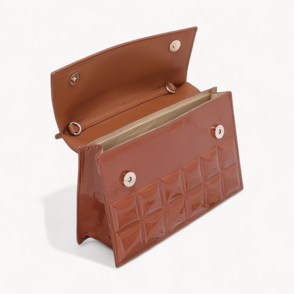 Embossed Enamel Top Handle Bag