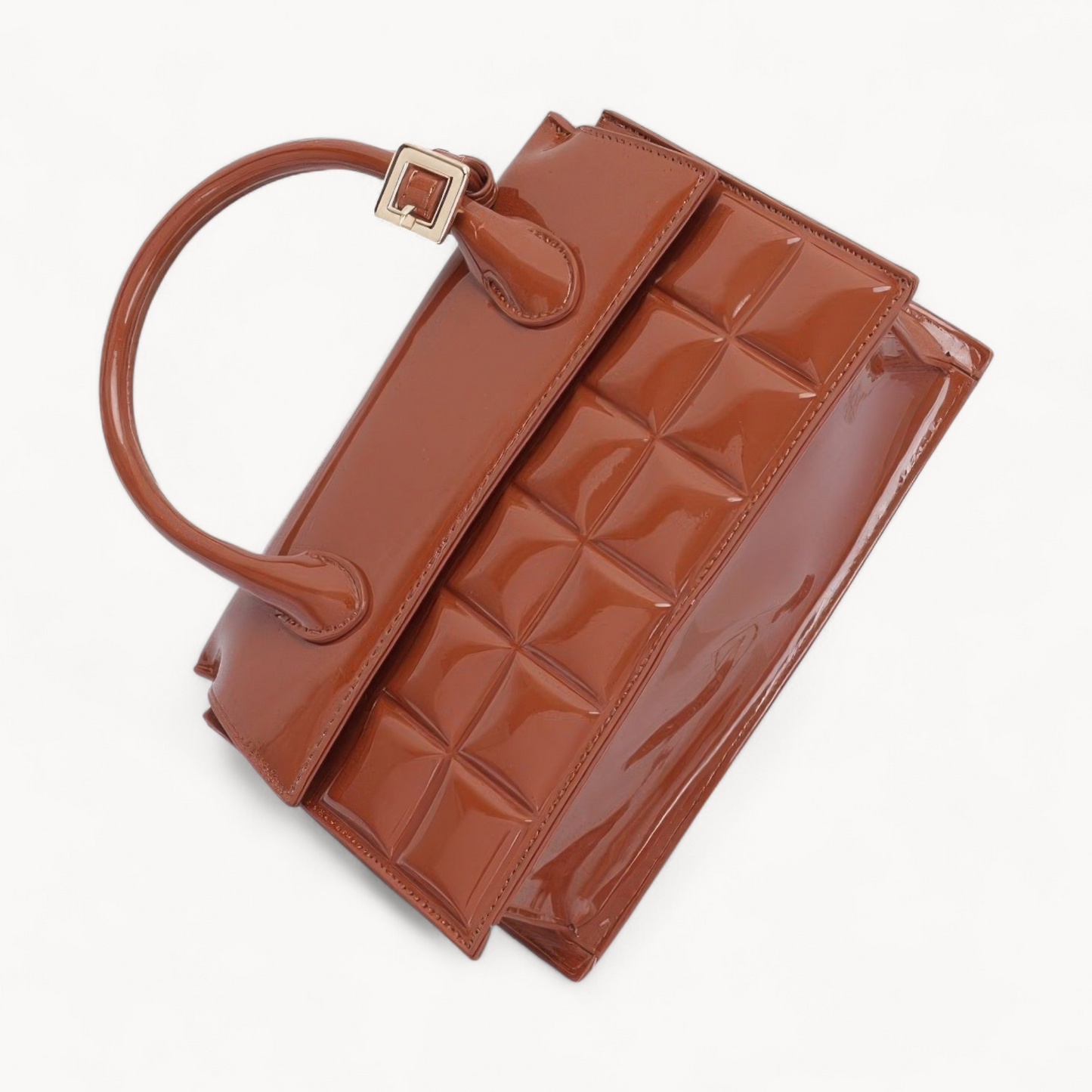 Embossed Enamel Top Handle Bag