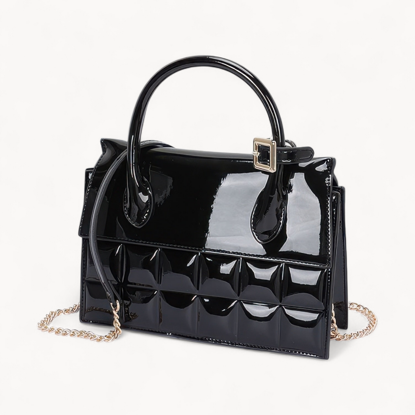 Embossed Enamel Top Handle Bag