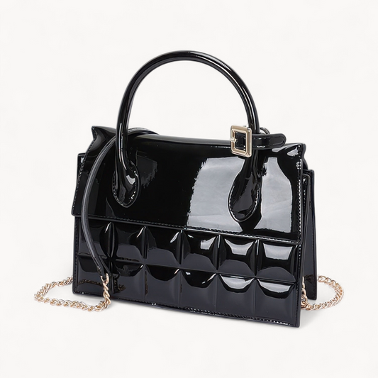 Embossed Enamel Top Handle Bag