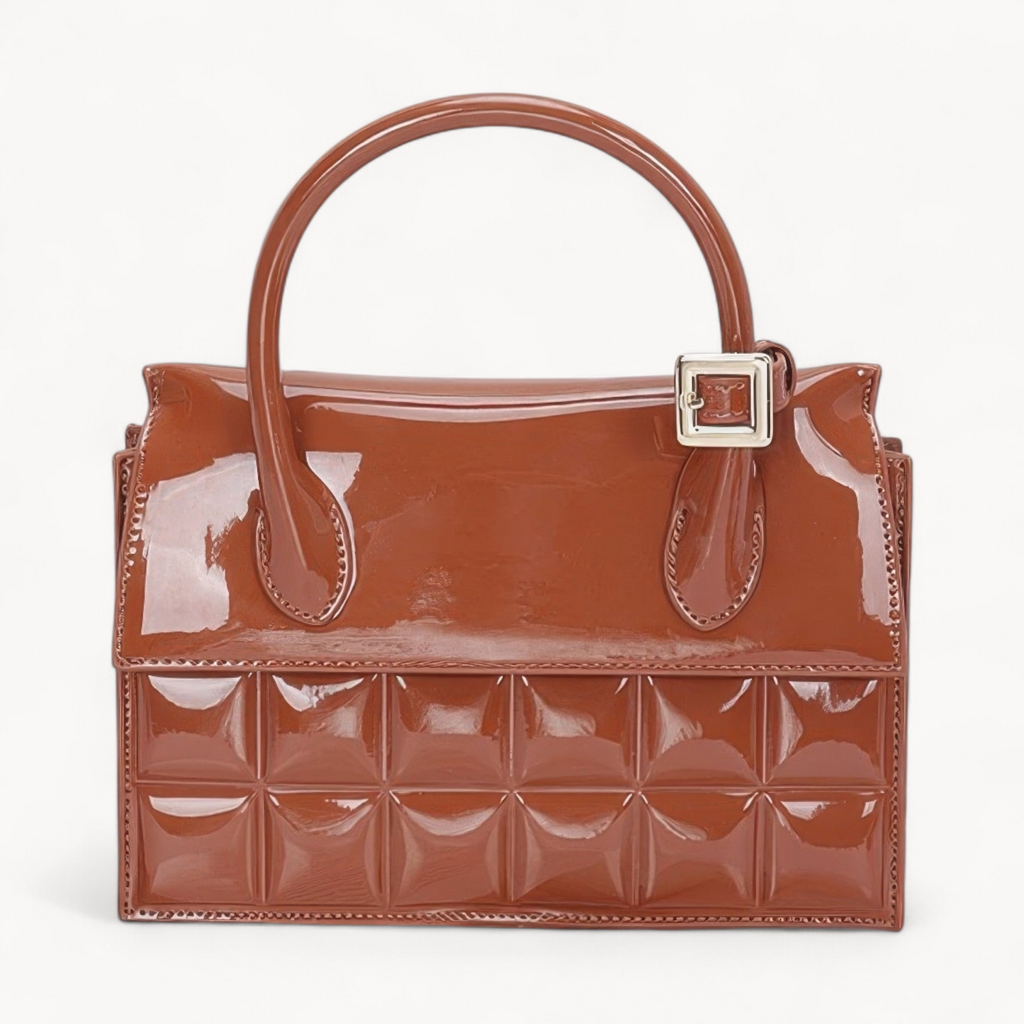 Embossed Enamel Top Handle Bag