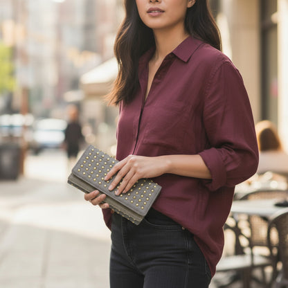 Studded Tri-fold Wallet