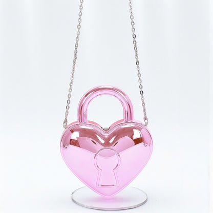 Metallic Heart Acrylic Crossbody Bag