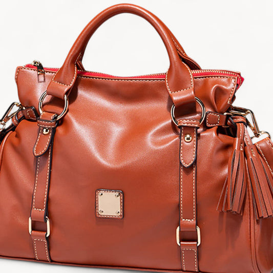 PU Leather Handbag with Tassels